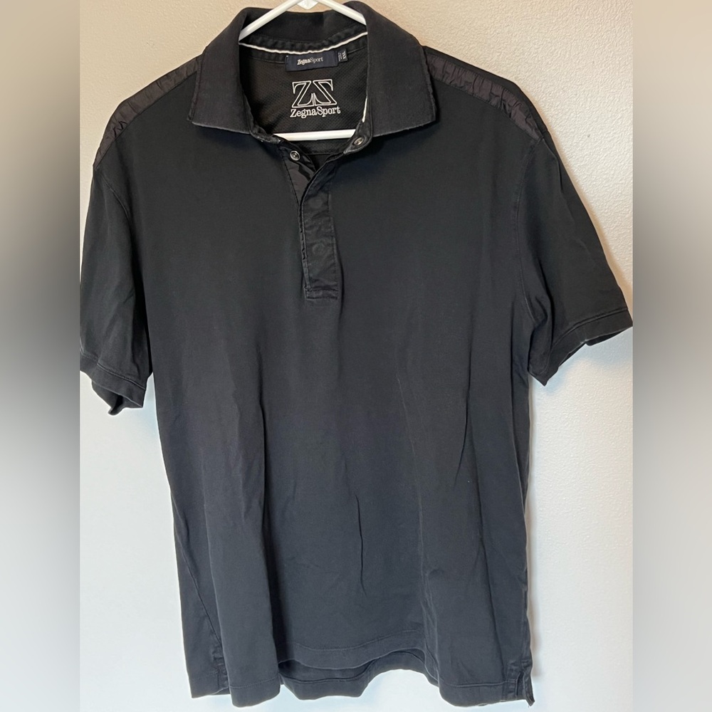 Men’s Zegna Sport XXL Black Short Sleeve Polo Shirt
